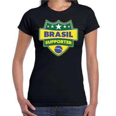 Brazilie supporters t-shirt - zwart - voor dames - Brasil - landen shirts - kleding - sport