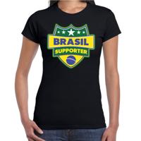 Brazilie supporters t-shirt - zwart - voor dames - Brasil - landen shirts - kleding - sport