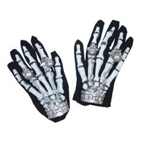 Skelet/geraamte horror handschoenen met licht - thumbnail