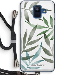 Tropical watercolor leaves: Samsung Galaxy A6 (2018) Transparant Hoesje met koord