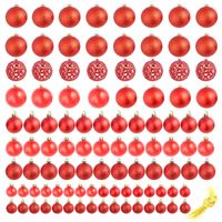 The Living Store Kerstballen Rood - Kunststof - 3 cm - 4 cm - 6 cm - Draad meegeleverd