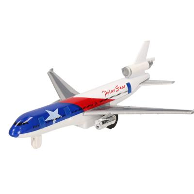 Goki Speelgoed Vliegtuig - 19 cm - rood/blauw - pull back motor - kinderen