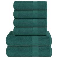 VidaXL 6-delige handdoekenset 360 g/m² 100% katoen groen