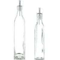 2x Glazen azijn/olie flessen met schenktuit 270 ml en 500 ml