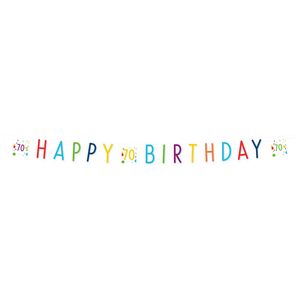 Letterbanner 70 Jaar Happy Birthday Confetti (1.8m)