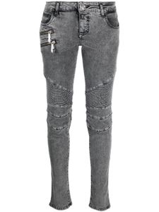 Philipp Plein jean Bike skinny à taille basse - Gris