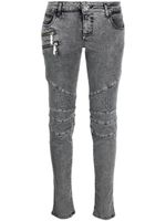 Philipp Plein jean Bike skinny à taille basse - Gris