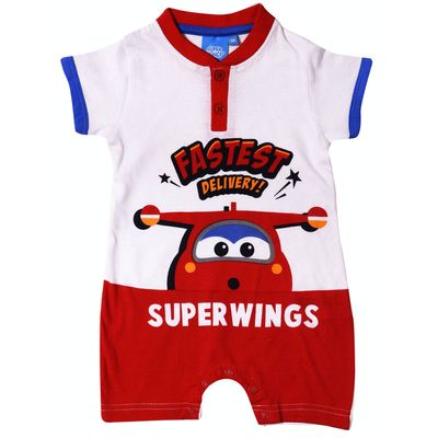 Super Wings Romper Fastest Delivery Katoen Rood/blauw Mt 18 Mnd