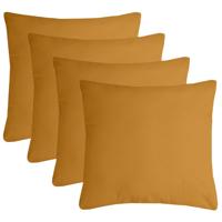 Stof Textile sierkussen Nelson - 4x - okergeel - 40 x 40 cm - bank kussens - polyester