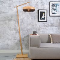 GOOD&MOJO Vloerlamp 'Palawan' Bamboe, 176cm, kleur Naturel/Zwart