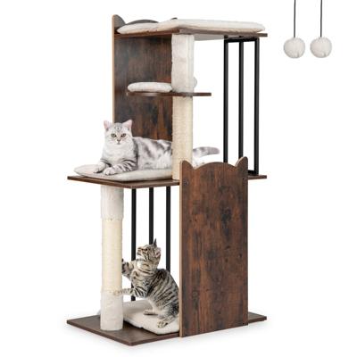 112 cm Kattenboom Moderne Houten Krabpaal