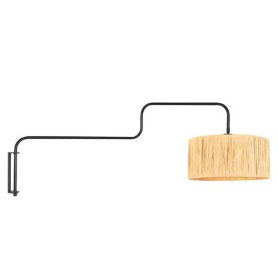 Steinhauer WandlampBloeba zwart met strokleurige kap - 4182ZW