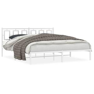 Bedframe met hoofdbord metaal wit 183x213 cm