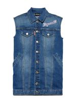 DSQUARED2 KIDS robe sans manches en jean à logo appliqué - Bleu