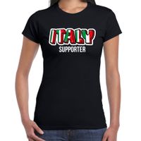 Zwart t-shirt Italy / Italie supporter EK/ WK voor dames - thumbnail