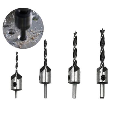 4 in 1 houtbewerking tegen zinken Afschuining driepuntige High-Speed stalen boor bits set 3-6mm