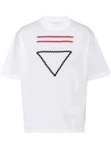 Prada t-shirt en coton à broderies - Blanc