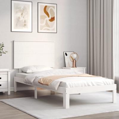 Bedframe zonder matras massief grenenhout wit 140x200 cm