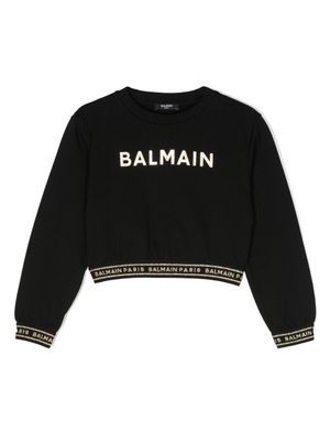 Balmain Kids sweat en coton à logo imprimé - Noir