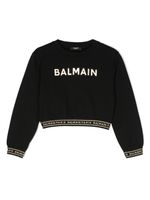 Balmain Kids sweat en coton à logo imprimé - Noir