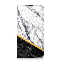 iPhone 14 Standcase Marmer Wit Zwart - Origineel Cadeau Man