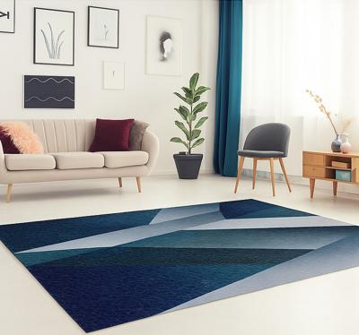 Vinyl tapijt woonkamer blauw scherven patroon mat