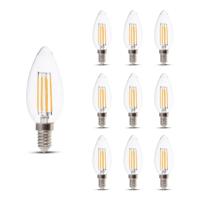 10x E14 LED Filament Lamp - 4 Watt 400 Lumen - 3000K Warm wit - Vervangt 35 Watt - E14 fitting - Kaarslamp - Kleine fitting