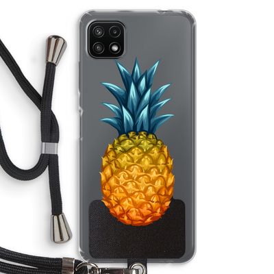 Grote ananas: Samsung Galaxy A22 5G Transparant Hoesje met koord