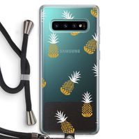 Ananasjes: Samsung Galaxy S10 Plus Transparant Hoesje met koord