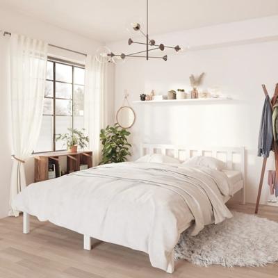 Bedframe massief grenenhout wit 150x200 cm