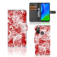 Telefoonhoesje met Naam Huawei P Smart 2020 Angel Skull Rood