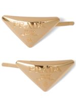 Prada lot de deux barrettes à logo triangle - Or - thumbnail