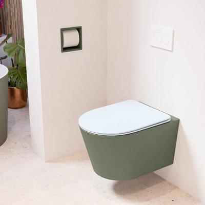 MONDIAZ LAVIE hangend toilet single fire rimless diepspoel Army, Toiletzitting met quick-release & softclose Clay