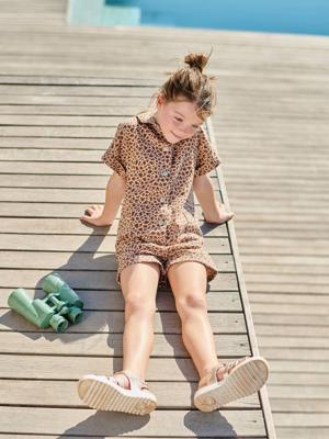 Combishort meisjes van twill katoen beige