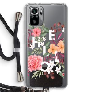 Hello in flowers: Xiaomi Redmi Note 10S Transparant Hoesje met koord