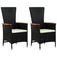 Tuinstoelen 2 st met kussens poly rattan zwart