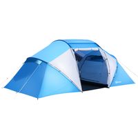 Campingtent met 2 slaapcabines, familietent, tunneltent, 4-6 personen, blauw