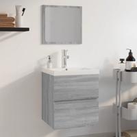 Badkamermeubelset bewerkt hout grijs sonoma eikenkleurig Badkamermeubelset bewerkt hout grijs sonoma eikenkleurig