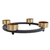 Theelichthouder Yono 23x23x5 cm Zwart/Goud/Metaal