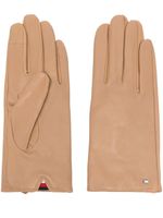 Tommy Hilfiger gants en cuir à plaque logo - Marron