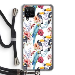 Bloemen tukan: Samsung Galaxy A12 Transparant Hoesje met koord