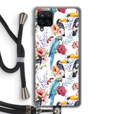 Bloemen tukan: Samsung Galaxy A12 Transparant Hoesje met koord