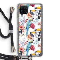 Bloemen tukan: Samsung Galaxy A12 Transparant Hoesje met koord