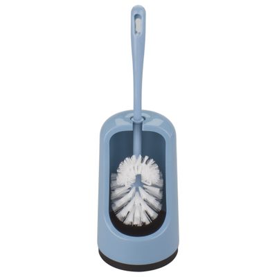 Wc-borstel/toiletborstel met randreiniger en houder blauw 41.5 cm van kunststof Wc-borstel/toiletborstel met randreiniger en houder blauw 41.5 cm van kunststof