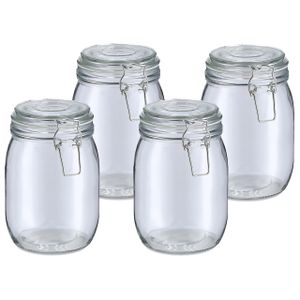 Weckpot/inmaakpot Alfie - 4x - 1L - glas - beugelsluiting - D11 x H17 cm