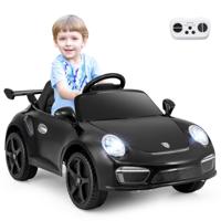 Porsche Elektrische Auto voor Kinderen 12V Elektrisch Kindervoertuig met Afstandsbediening en USB-poort-Zwart