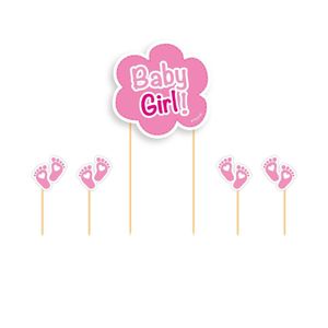 Taartversiering Baby Girl roze   -