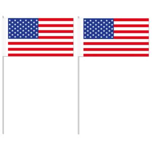 Zwaaivlaggetjes Amerika/USA - 10x - 12 x 24 cm - handvlaggetjes - versiering - feestartikelen