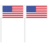 Zwaaivlaggetjes Amerika/USA - 10x - 12 x 24 cm - handvlaggetjes - versiering - feestartikelen