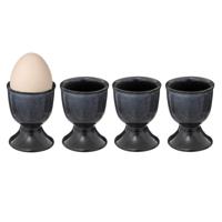 Eierdopjes Blue Stone - set van 4x - donkerblauw - keramiek - 5 x 7 cm